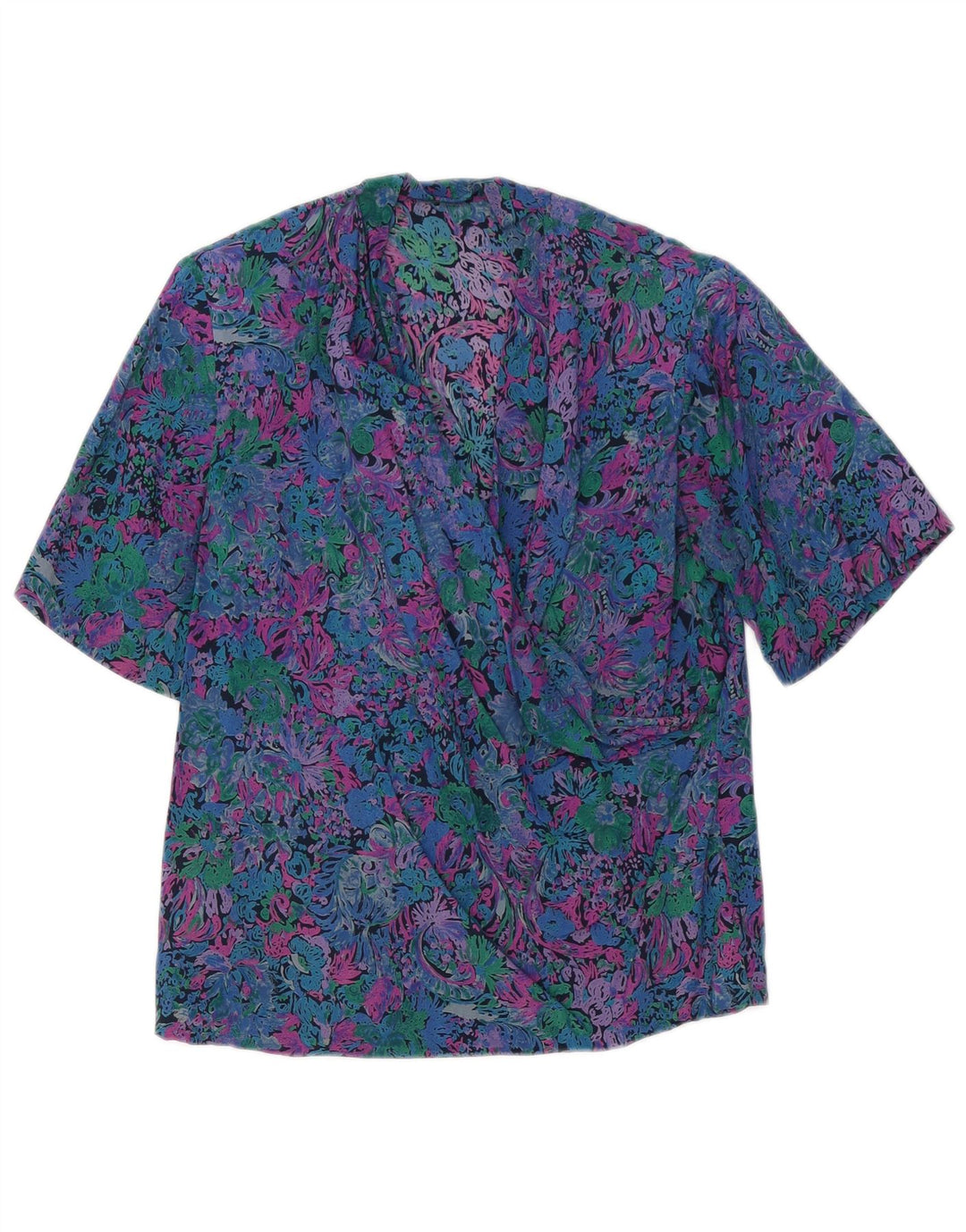 VINTAGE Womens Blouse Top UK 12 Medium Multicoloured Floral