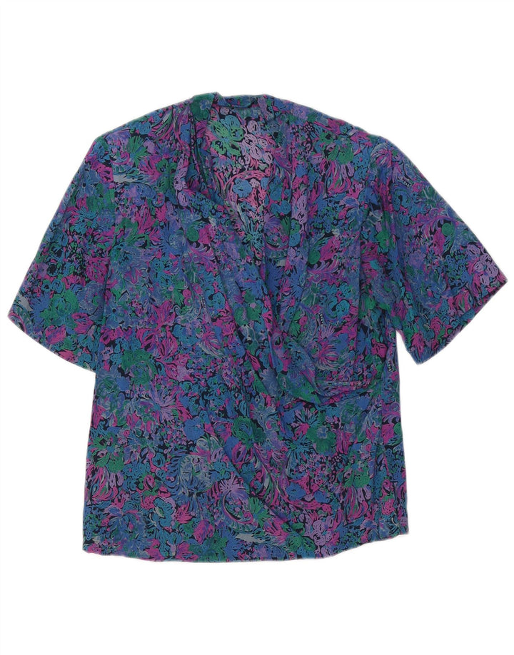 VINTAGE Womens Blouse Top UK 12 Medium Multicoloured Floral