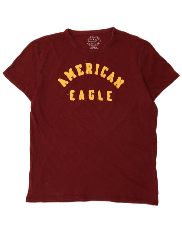American Eagle Mens Graphic T-Shirt Top Large Burgundy Cotton