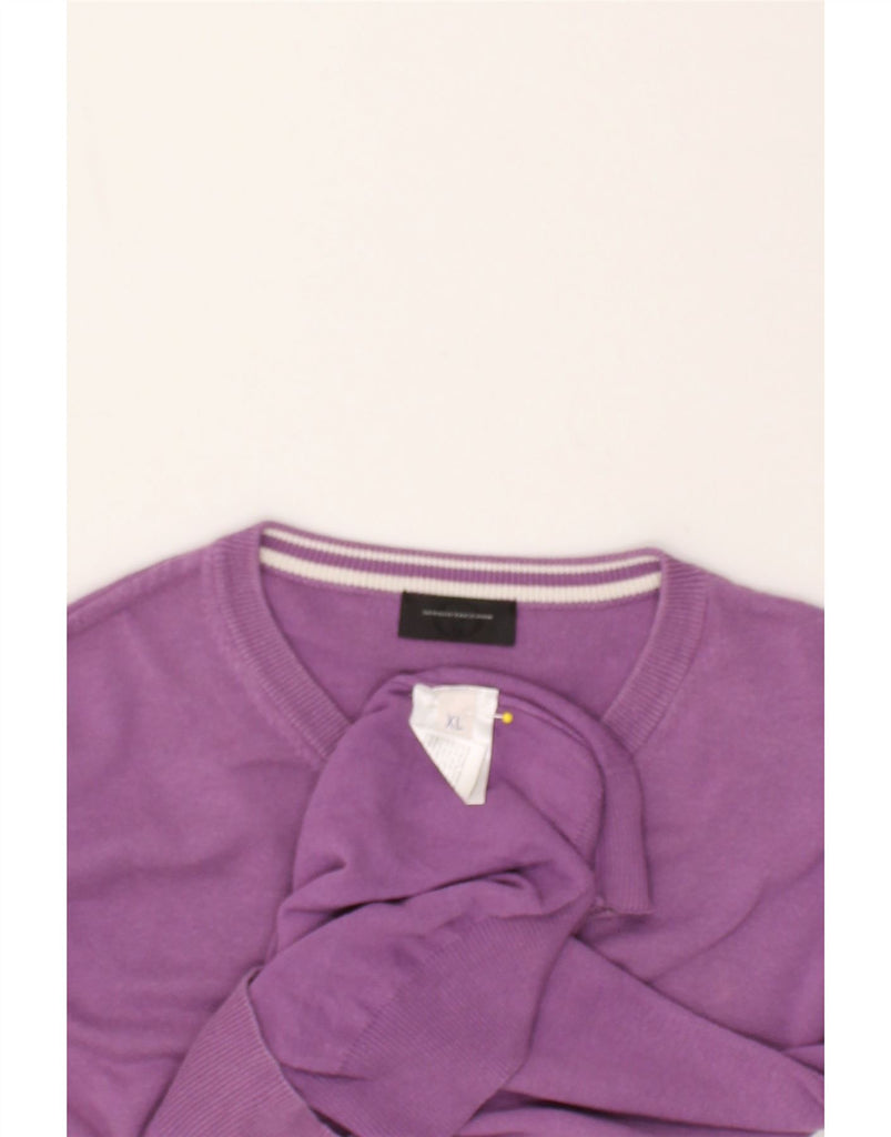 SERGIO TACCHINI Mens V-Neck Jumper Sweater XL Purple Cotton | Vintage Sergio Tacchini | Thrift | Second-Hand Sergio Tacchini | Used Clothing | Messina Hembry 