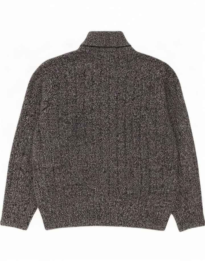 Marks & Spencer Mens Zip Neck Jumper Sweater 2XL Blue Flecked Acrylic