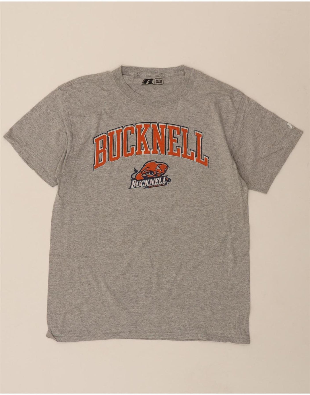 RUSSELL ATHLETIC Mens Graphic T-Shirt Top UK 38/40 Medium Grey Vintage Russell Athletic and Second-Hand Russell Athletic from Messina Hembry 