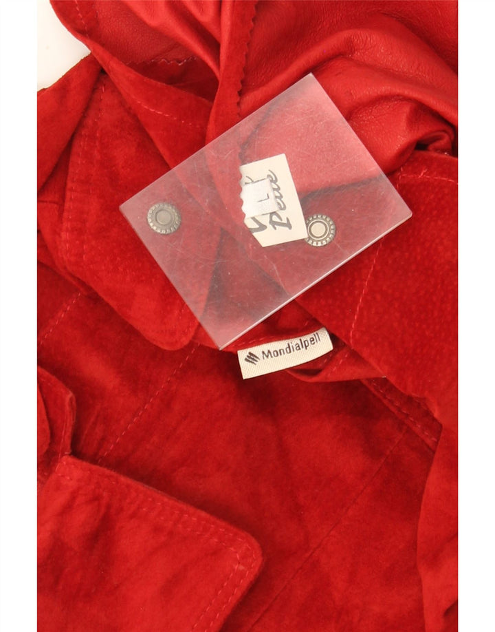 Vintage Womens Suede Gilet UK 14 Large Red Leather