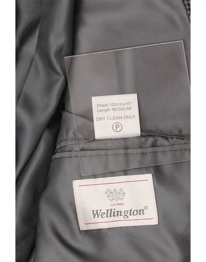 Wellington Mens 2 Button Blazer Jacket UK 40 Large Grey Houndstooth