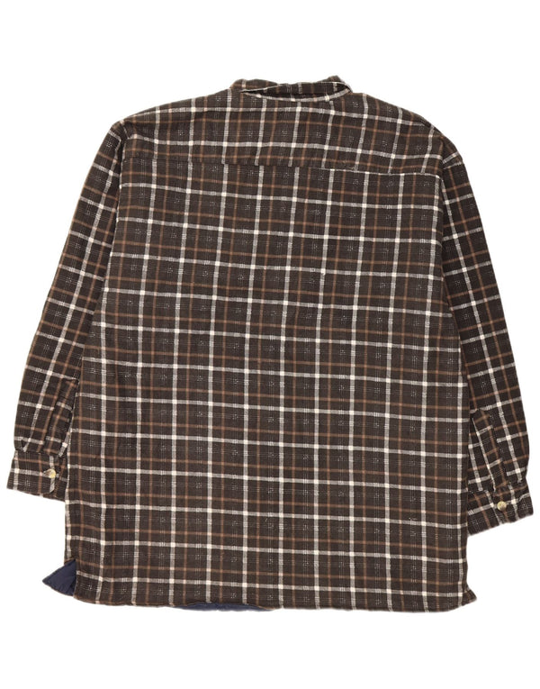 Vintage Mens Lumberjack Flannel Shirt Size 44/46 2XL Brown Check Cotton