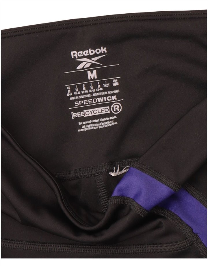 Reebok Womens Graphic Leggings UK 12/14 Medium Black Colourblock