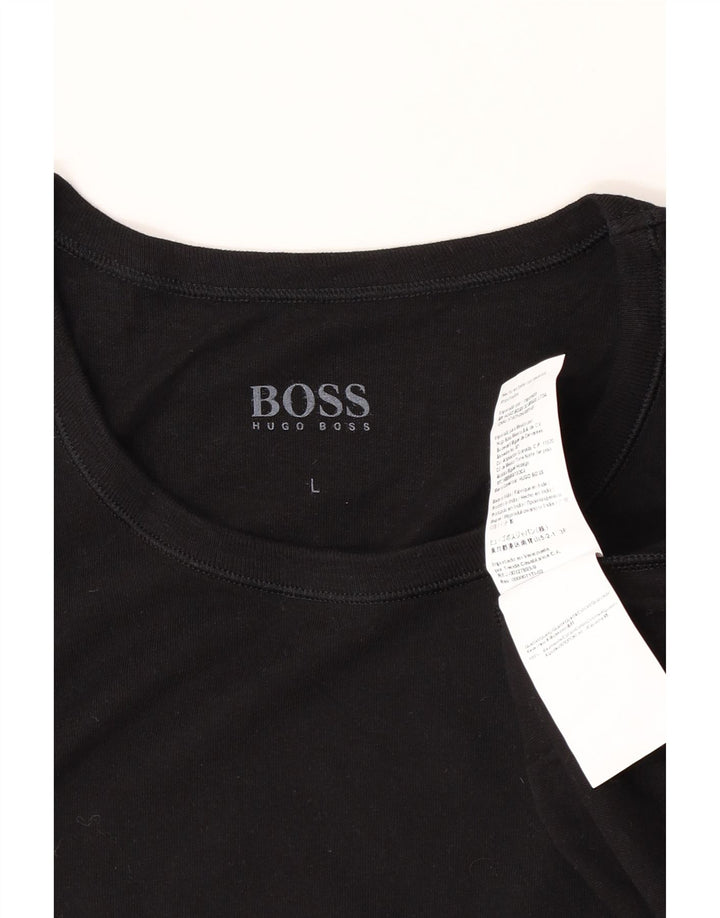 Hugo Boss Mens T-Shirt Top Large Black Cotton
