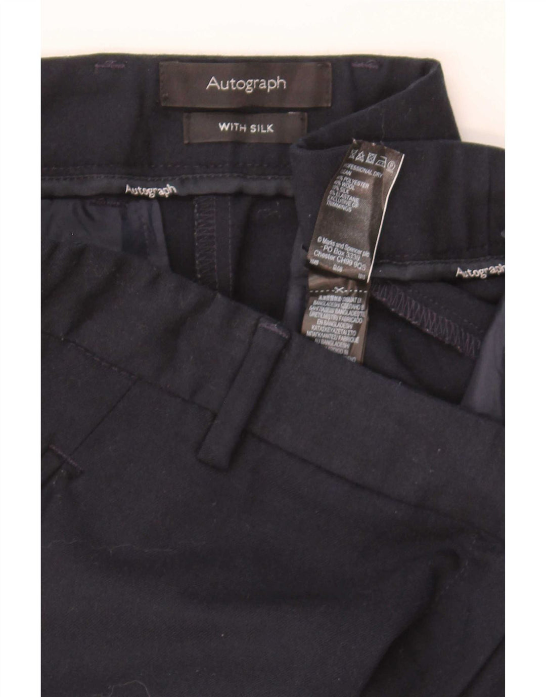 Marks & Spencer Womens Suit Trousers UK 10 Small W30 L29 Navy Blue