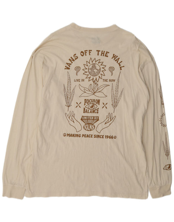 Vans Mens Classic Fit Graphic Top Long Sleeve XL Off White Cotton