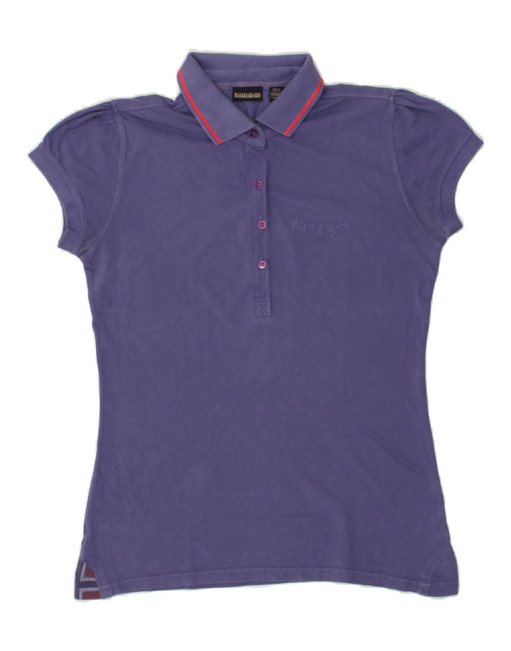 NAPAPIJRI Womens Polo Shirt UK 14 Large Purple Cotton | Vintage Napapijri | Thrift | Second-Hand Napapijri | Used Clothing | Messina Hembry 