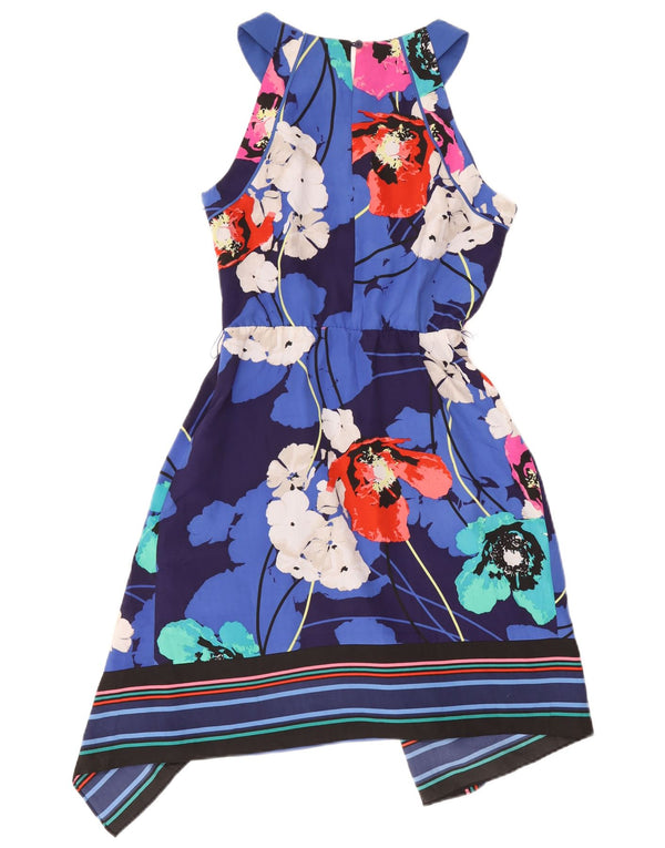 Coast Womens Sleeveless Asymmetrical Dress UK 12 Medium Blue Floral