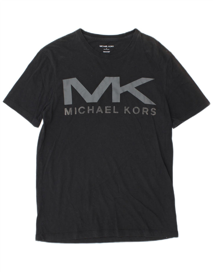 MICHAEL KORS Mens Graphic T-Shirt Top Small Black Cotton