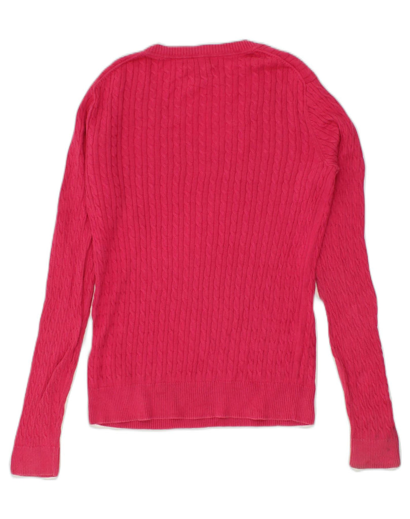 TOMMY HILFIGER Womens V-Neck Jumper Sweater UK 12 Medium Pink Cotton | Vintage Tommy Hilfiger | Thrift | Second-Hand Tommy Hilfiger | Used Clothing | Messina Hembry 