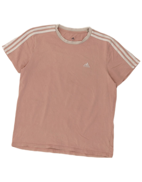 Adidas Womens T-Shirt Top UK 12/14 Medium Pink Cotton