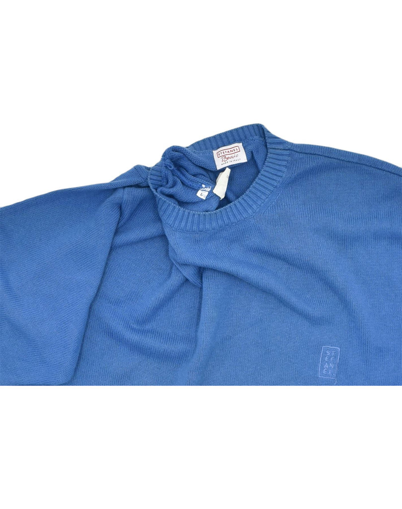 STEFANEL Mens Crew Neck Jumper Sweater Large Blue Cotton | Vintage | Thrift | Second-Hand | Used Clothing | Messina Hembry 