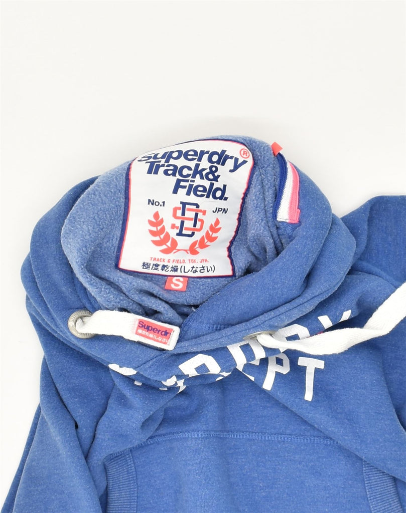 SUPERDRY Womens Graphic Hoodie Jumper UK 8 Small Blue Cotton | Vintage Superdry | Thrift | Second-Hand Superdry | Used Clothing | Messina Hembry 