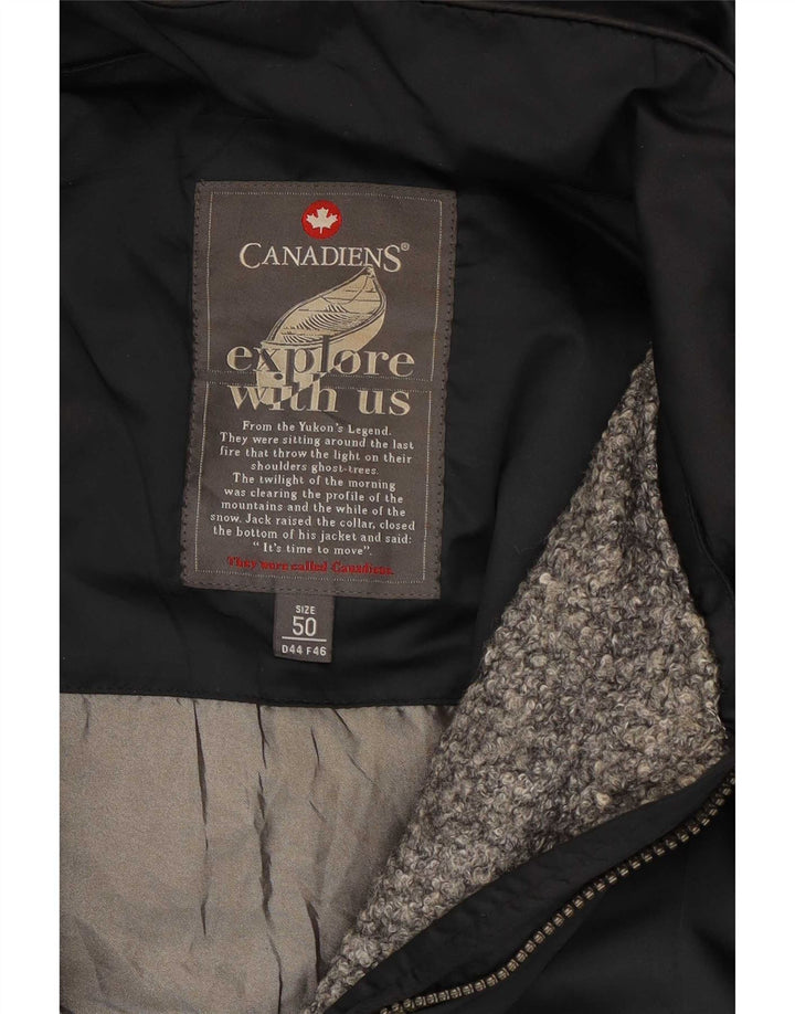 Canadiens Womens Hooded Padded Coat IT 50 XL Black Polyester