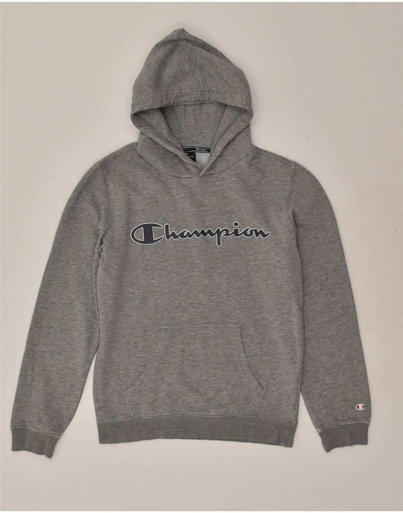 CHAMPION Mens Graphic Hoodie Jumper XS Grey Cotton | Vintage Champion | Thrift | Second-Hand Champion | Used Clothing | Messina Hembry 