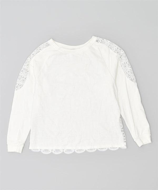 DESIGUAL Womens Oversized Sweatshirt Jumper UK 14 Large White Cotton