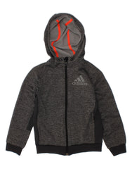 ADIDAS Boys Climawarm Zip Hoodie Sweater 7-8 Years Grey Colourblock