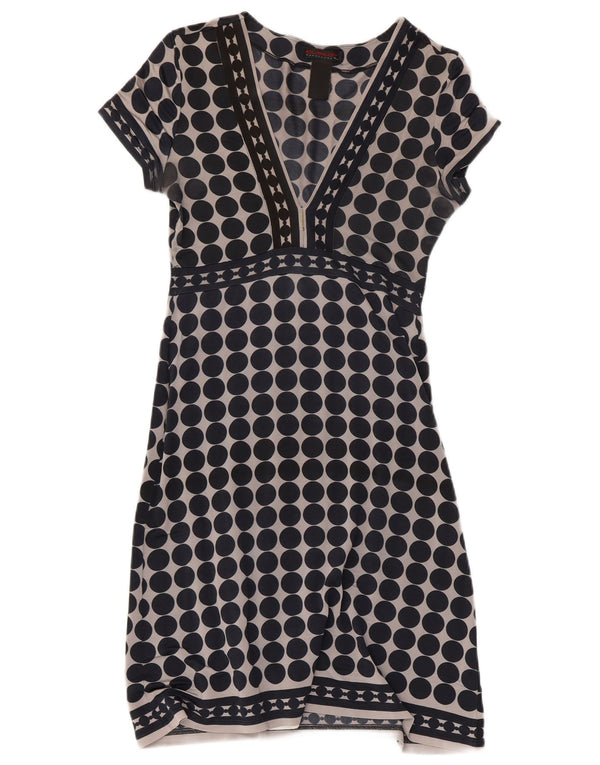 Custo Barcelona Womens A-Line Dress UK 4 XS Navy Blue Polka Dot