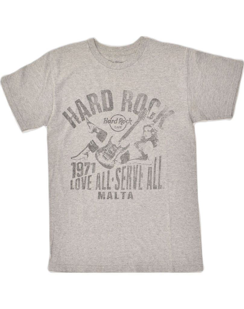 HARD ROCK CAFE Mens Malta Graphic T-Shirt Top Small Grey Cotton | Vintage Hard Rock Cafe | Thrift | Second-Hand Hard Rock Cafe | Used Clothing | Messina Hembry 