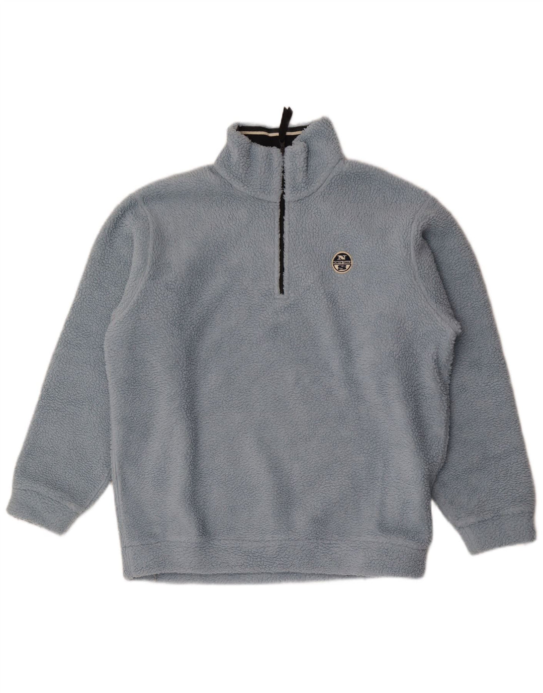 North Sails Mens Zip Neck Fleece Jumper Large Blue Polyester