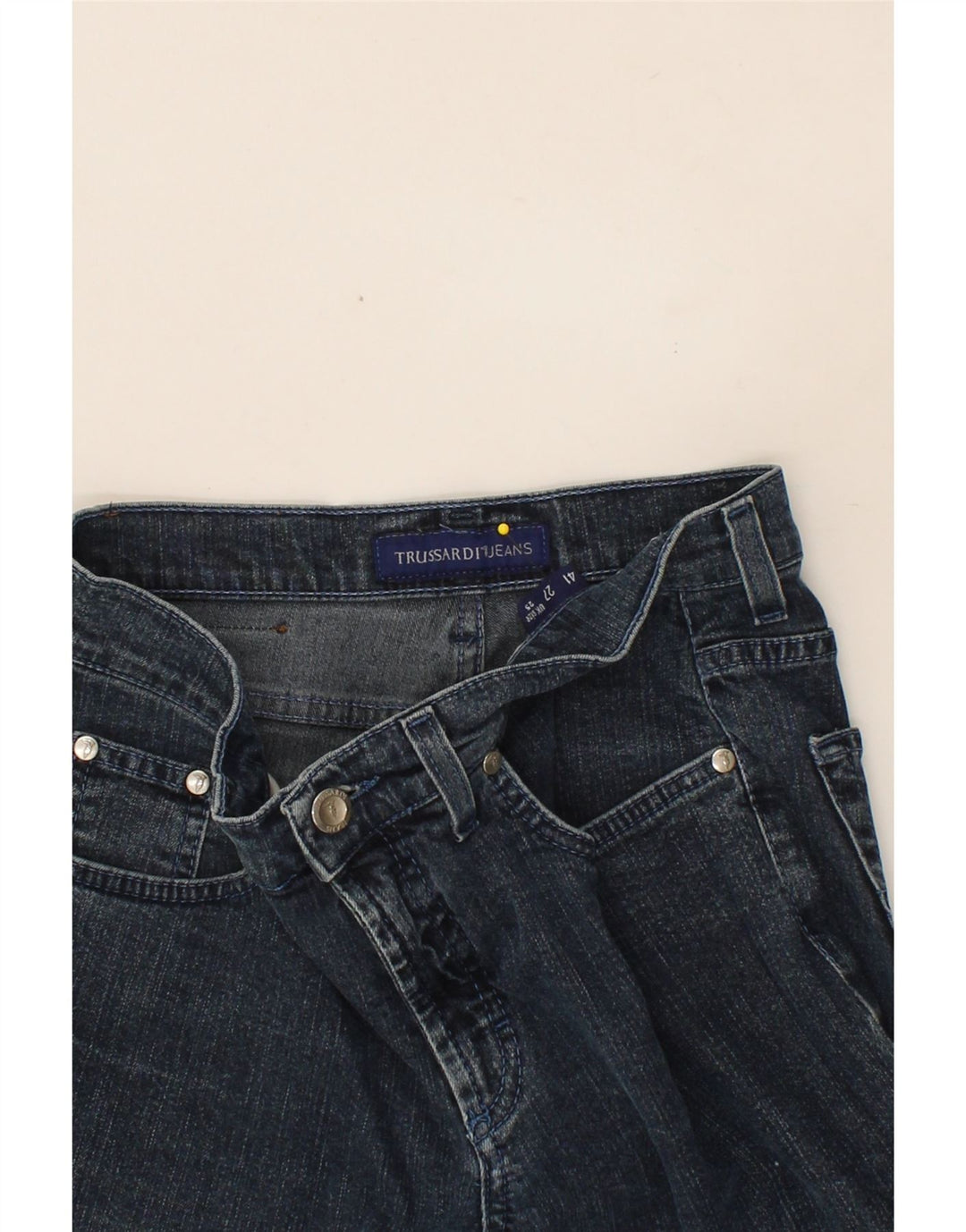 TRUSSARDI Womens Tapered Jeans W25 L38 Blue Cotton Vintage Trussardi and Second-Hand Trussardi from Messina Hembry 