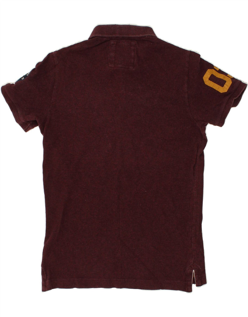 SUPERDRY Mens Graphic Polo Shirt Large Burgundy Cotton | Vintage Superdry | Thrift | Second-Hand Superdry | Used Clothing | Messina Hembry 