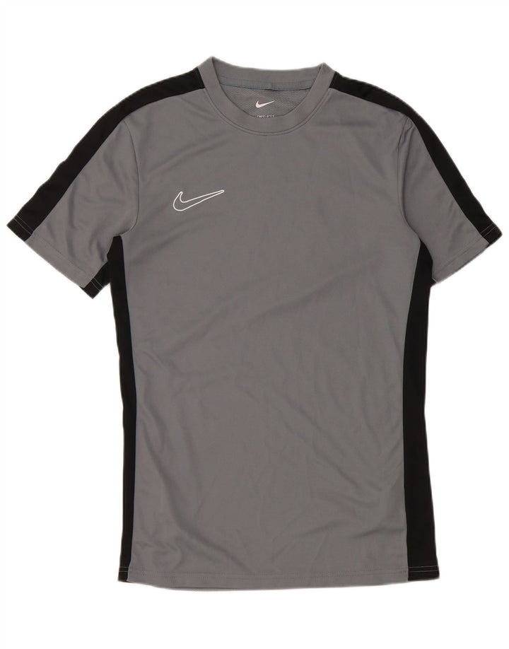 Nike Mens Dri Fit Slim Fit T-Shirt Top Small Grey Colourblock Polyester