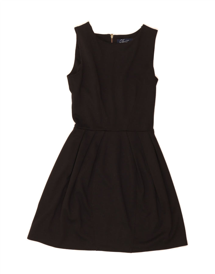 CLOSET Womens Sleeveless A-Line Dress UK 10 Small  Black Polyester Vintage CLOSET and Second-Hand CLOSET from Messina Hembry 