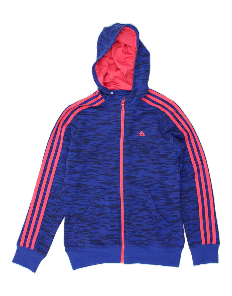 ADIDAS Girls Climalite Zip Hoodie Sweater 14-15 Years Navy Blue Flecked | Vintage Adidas | Thrift | Second-Hand Adidas | Used Clothing | Messina Hembry 