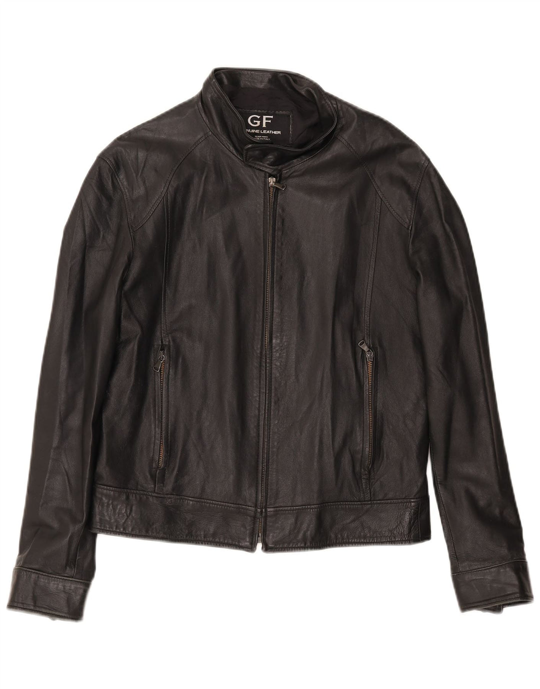 Gianfranco Ferre Mens Bomber Leather Jacket UK 38 Medium Black Leather