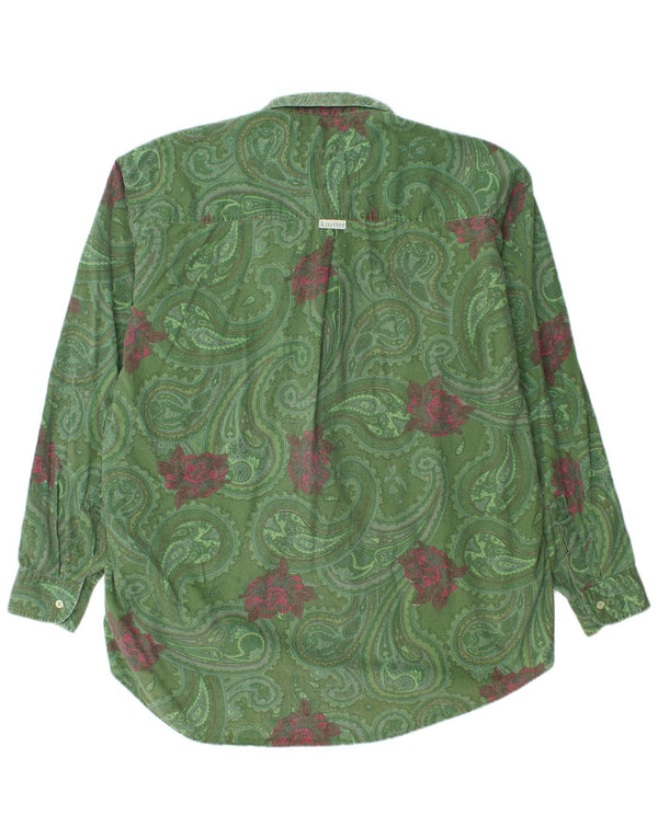 Vintage Mens Shirt XL Green Paisley Cotton