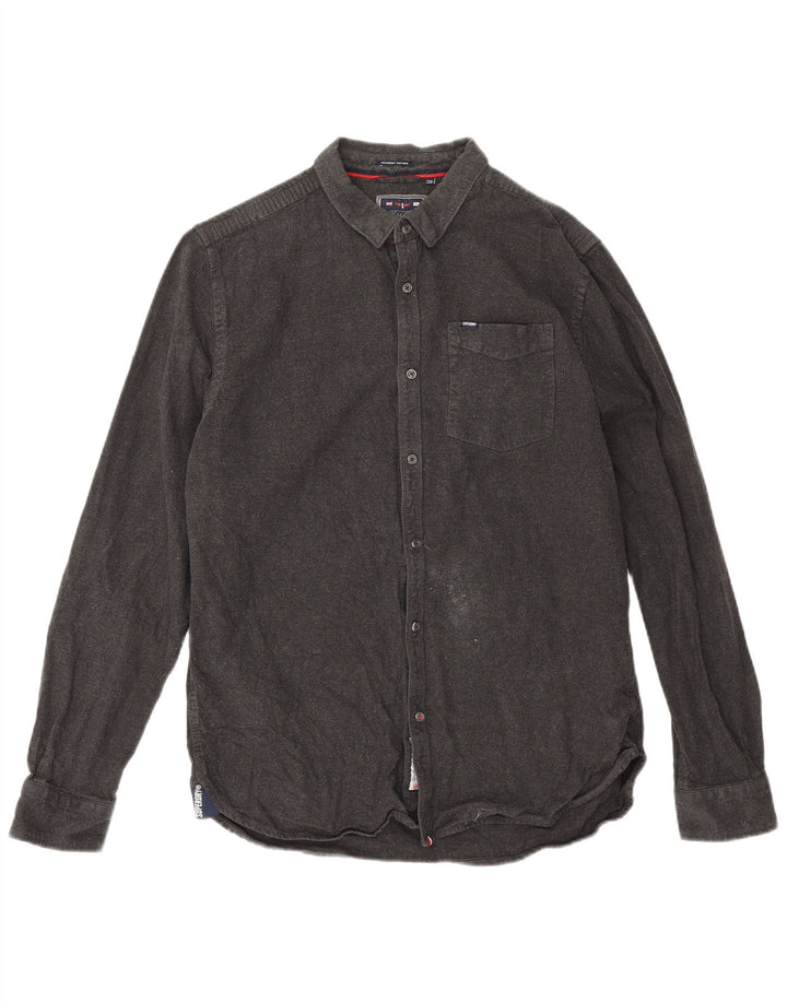 Superdry Mens Flannel Shirt 2XL Grey Cotton