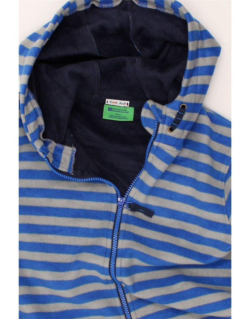 MOUNTAIN WAREHOUSE Boys Hooded Fleece Jacket 12-13 Years Blue Striped | Vintage Mountain Warehouse | Thrift | Second-Hand Mountain Warehouse | Used Clothing | Messina Hembry 