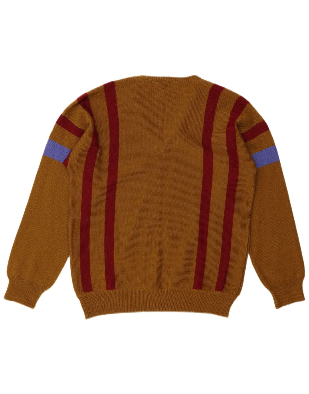 4 CASTELLA Mens V-Neck Jumper Sweater IT 50 Medium Brown Striped Wool