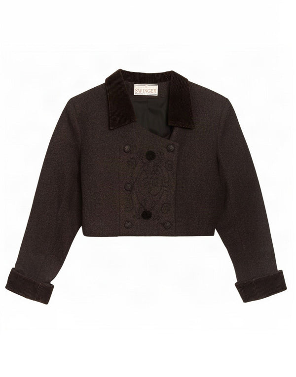 Swinger Womens Double Breasted Bolero Jacket IT 44 Medium Grey Wool