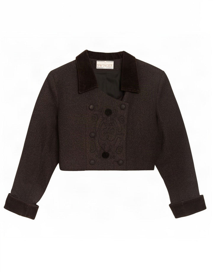 Swinger Womens Double Breasted Bolero Jacket IT 44 Medium Grey Wool