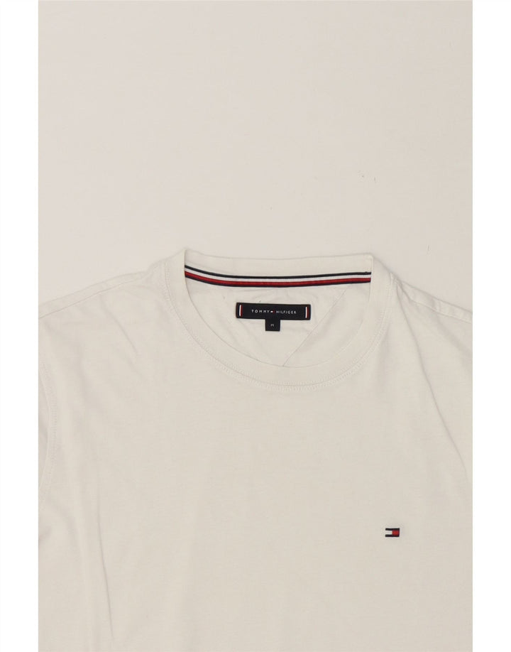 TOMMY HILFIGER Mens T-Shirt Top Medium White Cotton Vintage Tommy Hilfiger and Second-Hand Tommy Hilfiger from Messina Hembry 