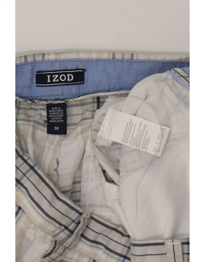 IZOD Mens Chino Shorts W38 XL White Check Cotton Vintage Izod and Second-Hand Izod from Messina Hembry 