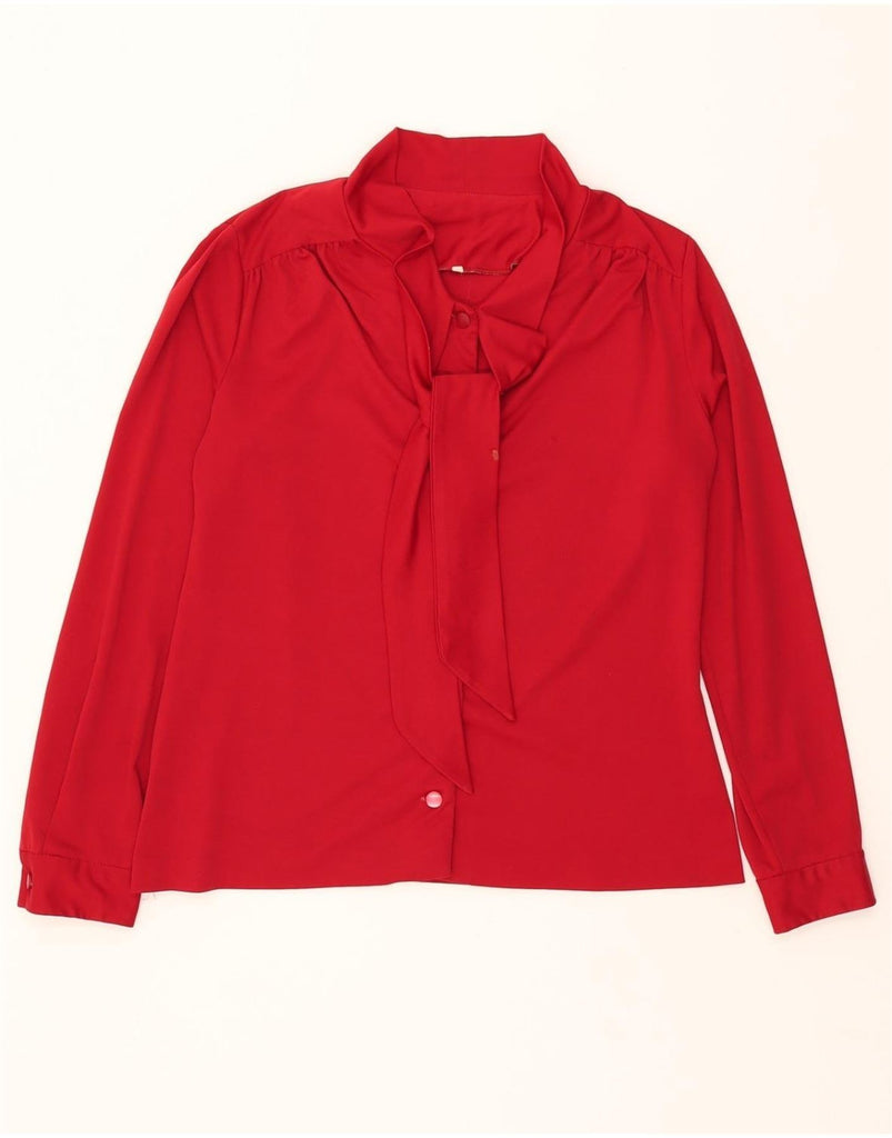 VINTAGE Womens Front Tie Shirt Blouse EU 40 Medium Burgundy Vintage Vintage and Second-Hand Vintage from Messina Hembry 