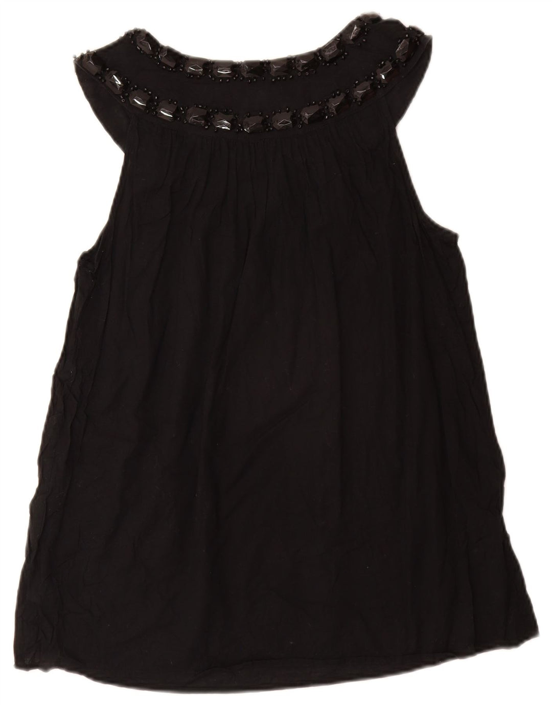 MICHAEL KORS Womens Sleeveless Blouse Top UK 12 Medium Black Cotton