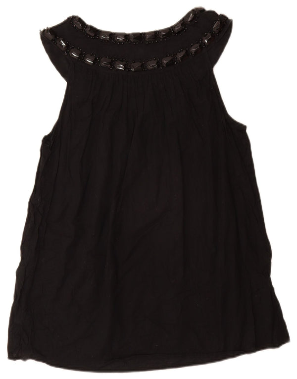 MICHAEL KORS Womens Sleeveless Blouse Top UK 12 Medium Black Cotton
