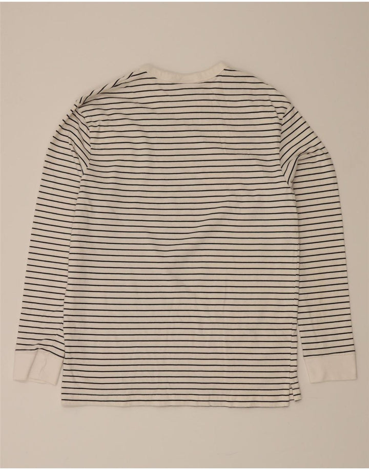 ZARA Womens Top Long Sleeve UK 16 Large White Striped Cotton Vintage Zara and Second-Hand Zara from Messina Hembry 