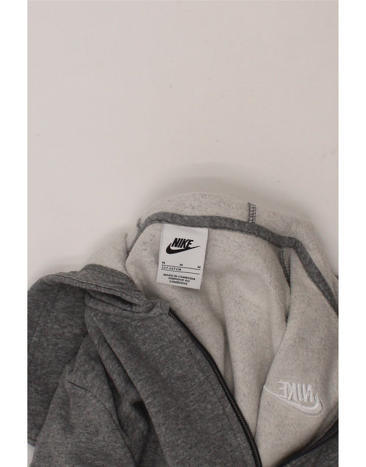 NIKE Boys Zip Hoodie Sweater 10-11 Years Medium Grey Cotton Vintage Nike and Second-Hand Nike from Messina Hembry 