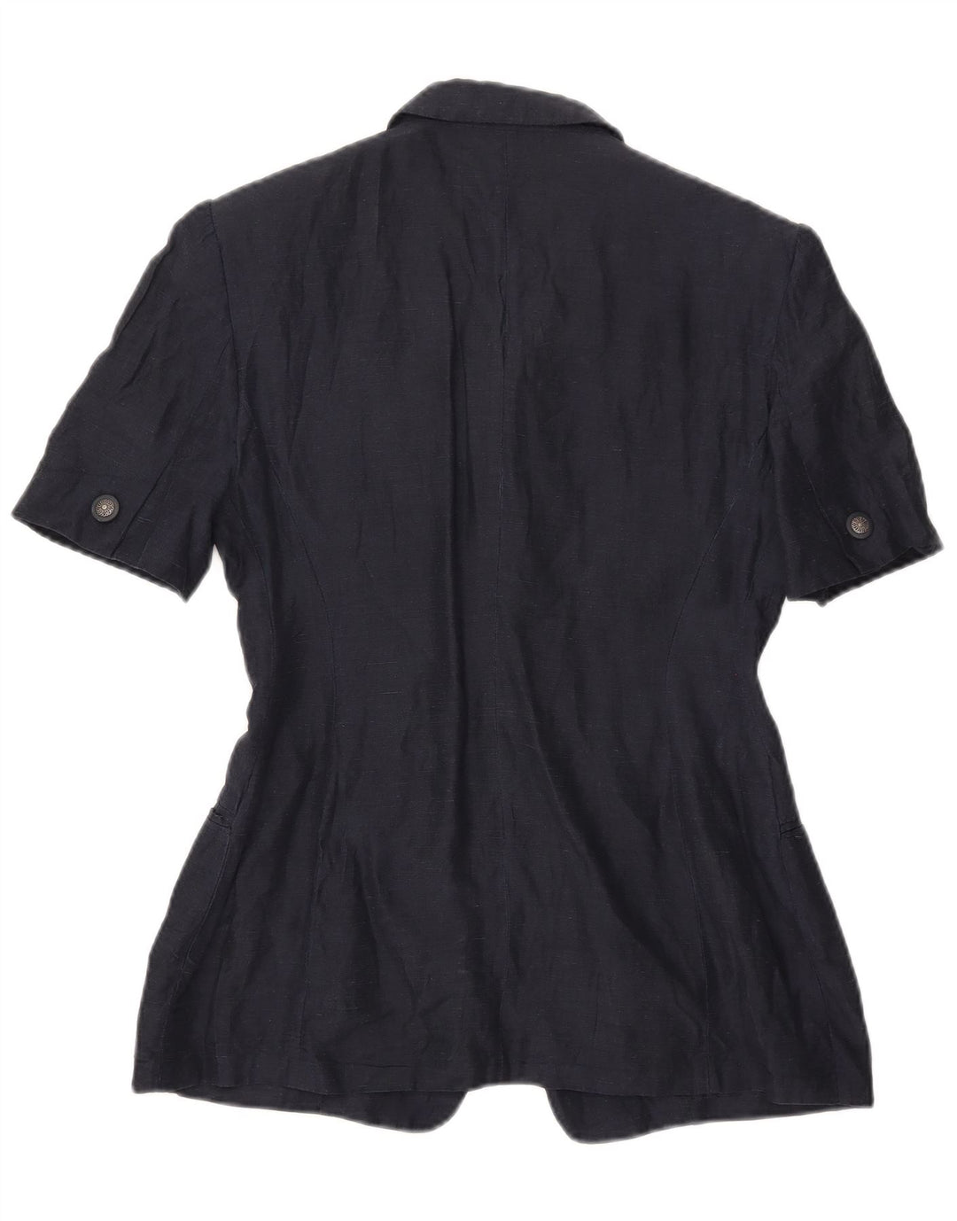 Vintage Womens Short Sleeve 4 Button Blazer Jacket UK 16 Large Navy Blue