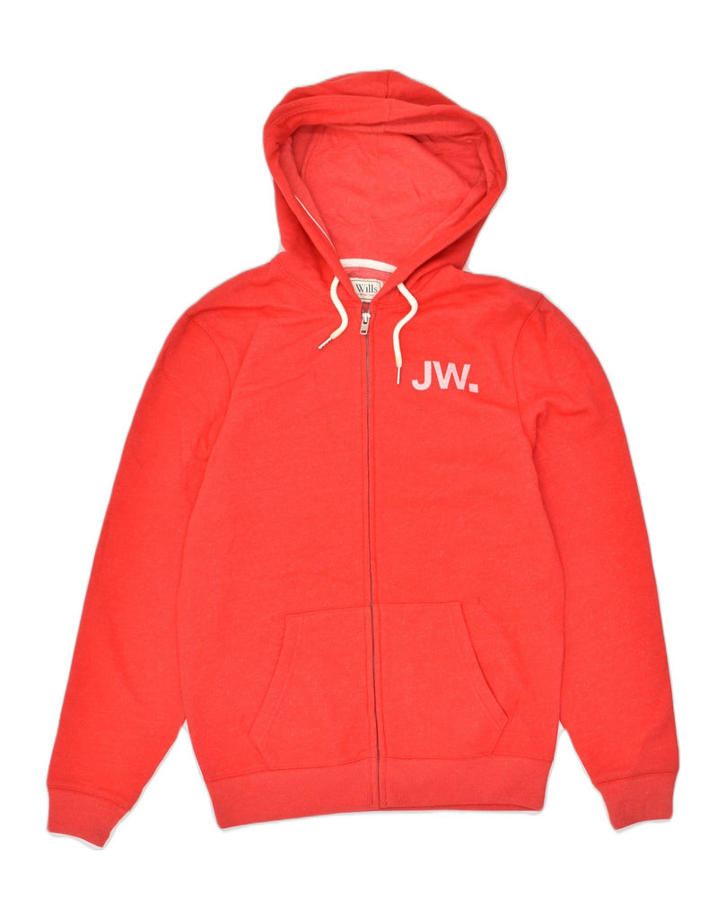 JACK WILLS Mens Graphic Zip Hoodie Sweater Small Red Cotton | Vintage Jack Wills | Thrift | Second-Hand Jack Wills | Used Clothing | Messina Hembry 