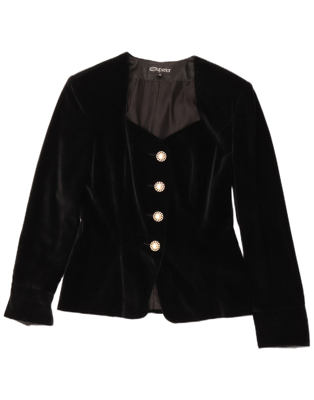 Superior Womens 4 Button Velour 2 Piece Skirt Set IT 42 Medium W28 Black