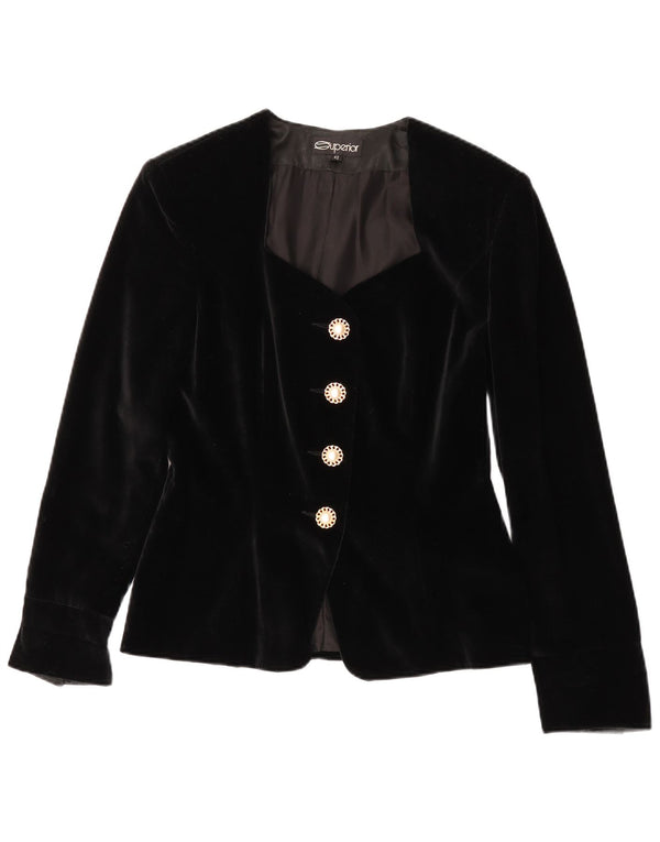 Superior Womens 4 Button Velour 2 Piece Skirt Set IT 42 Medium W28 Black